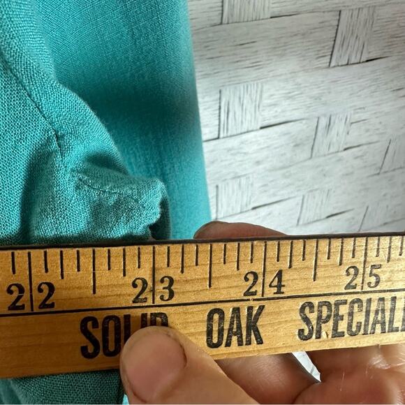 Chico’s Button Down Shirt-Tunic teal and white striped back coastal grandma - Picture 8 of 9